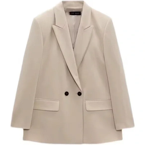 Classic Beige Women's Blazer - Picture 2 of 7